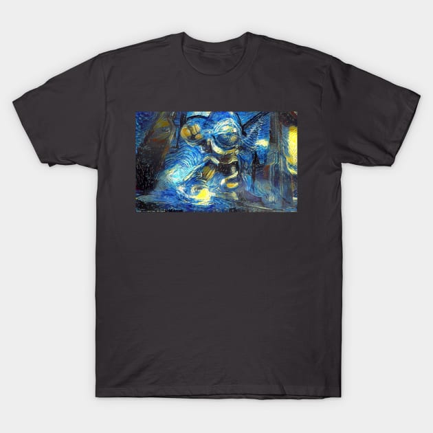 Bioshock Big Daddy and Little Sister Starry Night T-Shirt by Starry Night